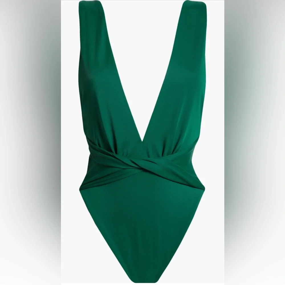 Agua Bendita Ellis Dreamin Plunge One-Piece Swimsuit, Size Large, $198